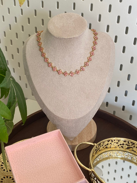 Collier éclat doré rose